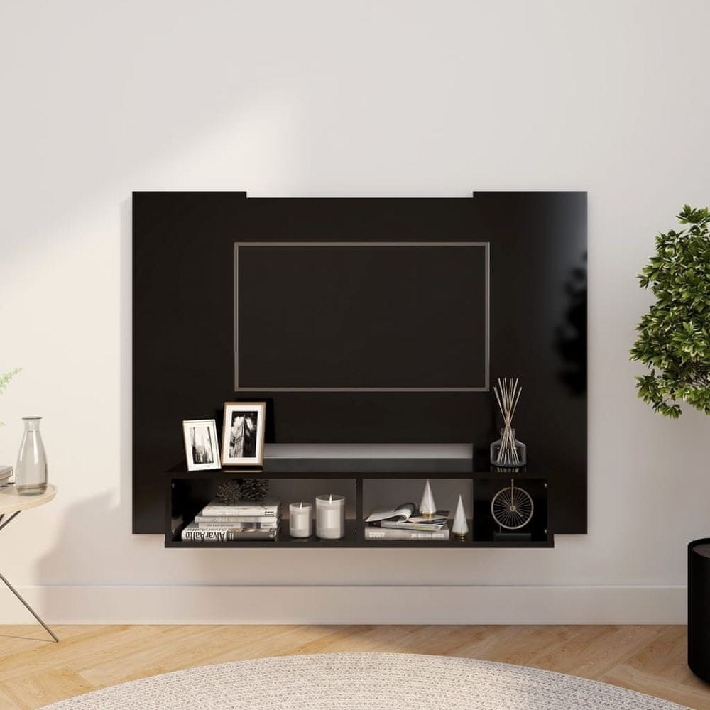 Vidaxl Nástenná TV skrinka čierna 120x23,5x90 cm drevotrieska